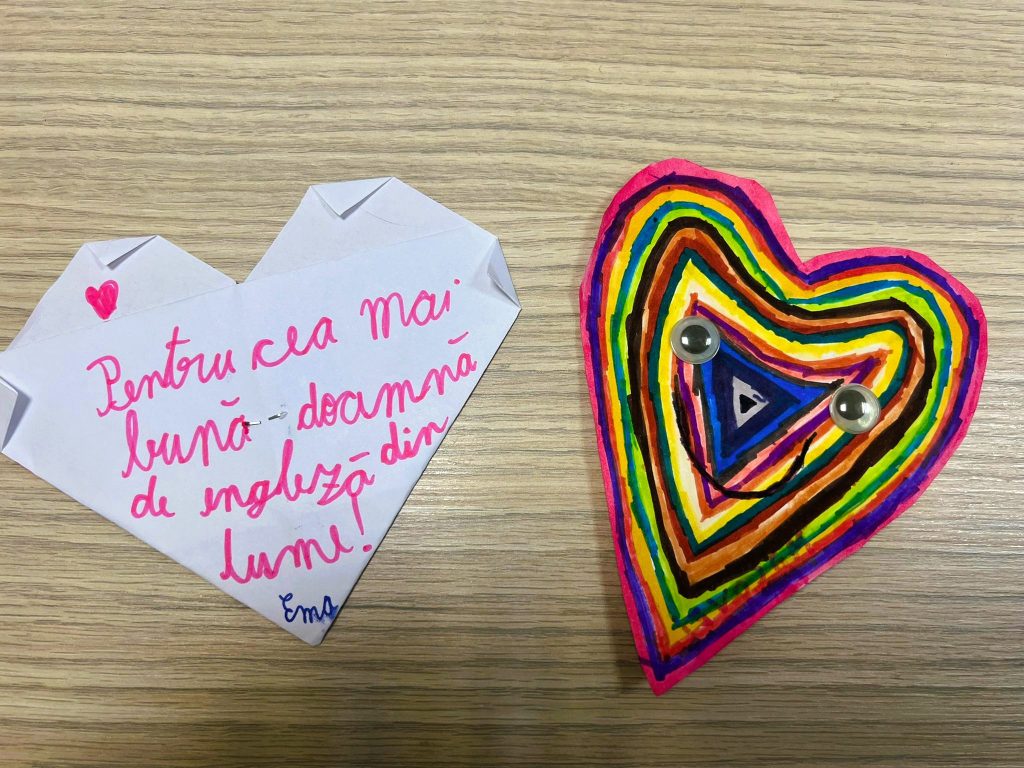 Mesaj scris si desen pentru profesoara de engleza