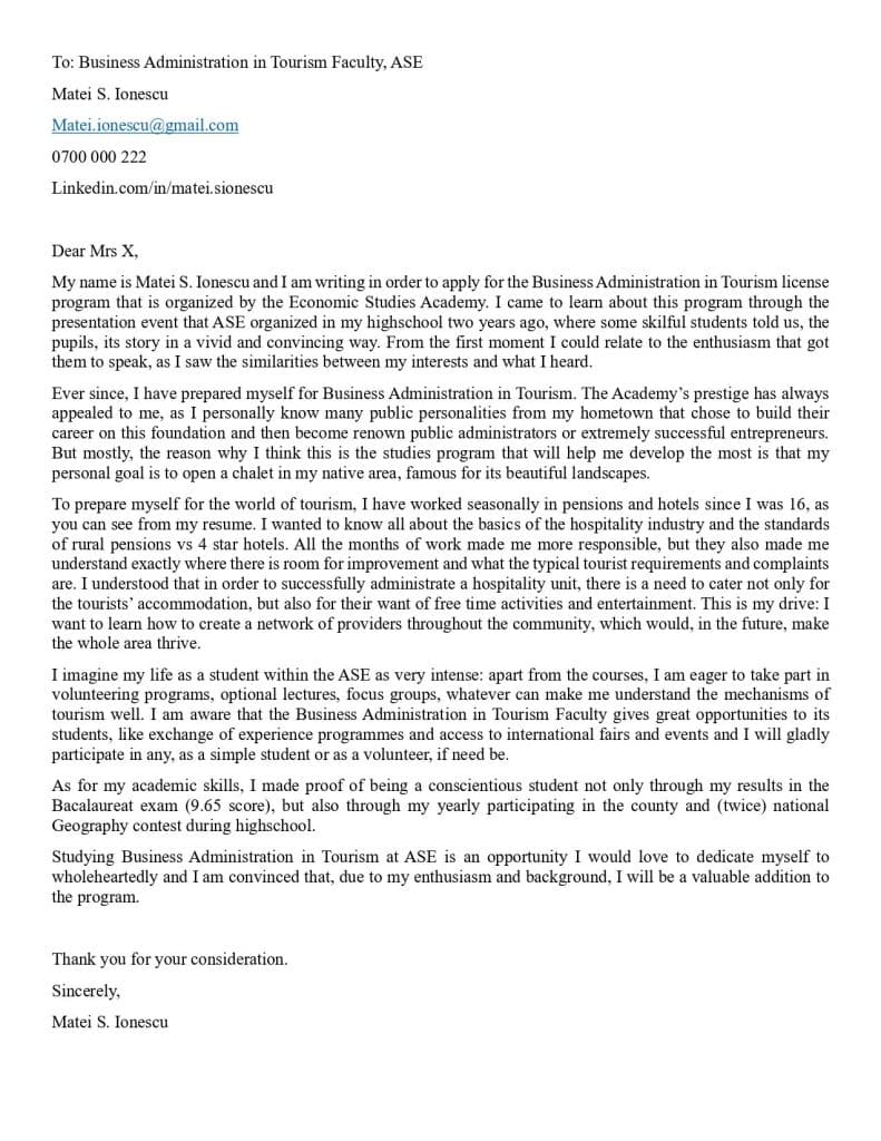 eseu motivational in engleza pentru o facultate din cadrul ASE Bucuresti