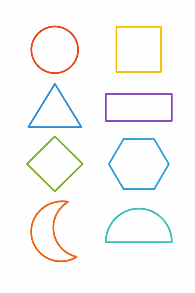 forme geometrice colorate pe contur si goale pe dinauntru de personalizat